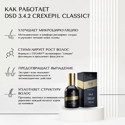 Лосьон для стимуляции роста волос и снижения их выпадения - DSD Crexepil De Luxe Classic №3.4.2